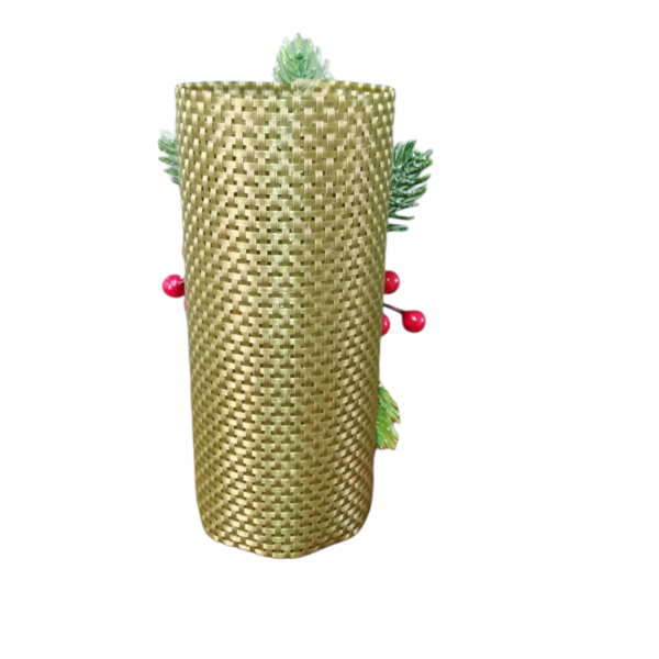 Γυάλινο Χριστουγεννιατικο κηροπηγιο σε χρυσό χρώμα με γκι. Διαστάσεις 23*10cm. - γυαλί, ρεσώ & κηροπήγια, κεριά & κηροπήγια - 3