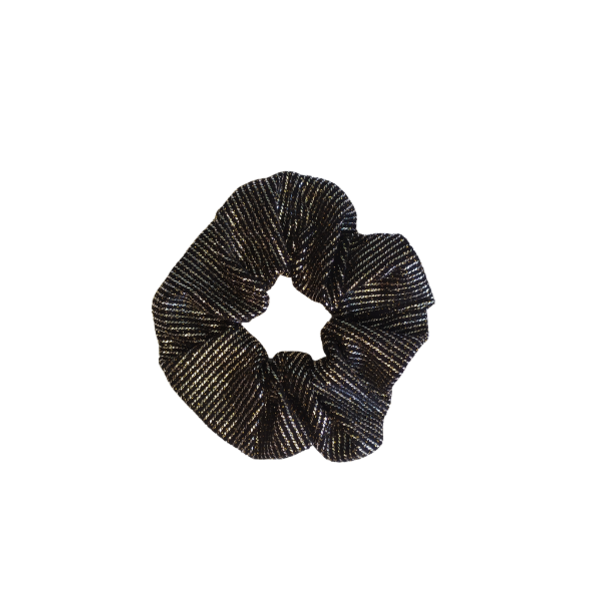 Μαύρο με ασημί lurex γυναικείο scrunchie XL - γυναικεία, για τα μαλλιά, λαστιχάκια μαλλιών