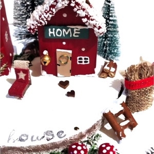 Χριστουγενιάτικο χωριό - του Άι Βασίλη - κόκκινο 16 εκ. - ξύλο, σπίτι, διακοσμητικά - 3