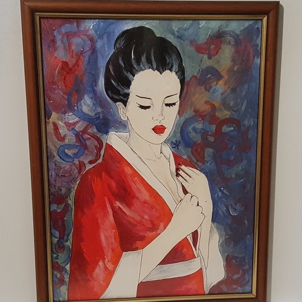 Κάδρο Geisha Με Ακρυλικά και Μεταλλικά Χρώματα - πίνακες & κάδρα, ακρυλικό, πίνακες ζωγραφικής