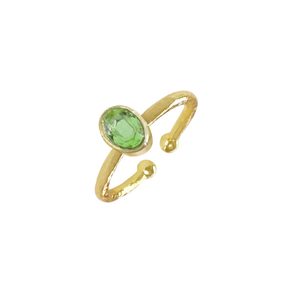 Δαχτυλίδι Σφυρήλατο με Πράσινο Στρας Τσεχίας | DAPE2070 - ημιπολύτιμες πέτρες, επιχρυσωμένα, ορείχαλκος, βεράκια, αυξομειούμενα, φθηνά