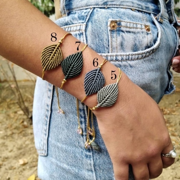 Γουράκι 22 μακραμέ φύλλο - γούρια, κορδόνια, boho, μακραμέ, χριστουγεννιάτικα δώρα - 5
