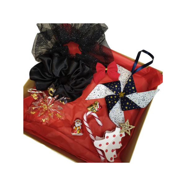 Χριστουγεννιάτικο gift box Mamarina - Μαύρο - δώρο, χιονονιφάδα, στολίδια, σετ δώρου, δώρα για γυναίκες, λαστιχάκια μαλλιών