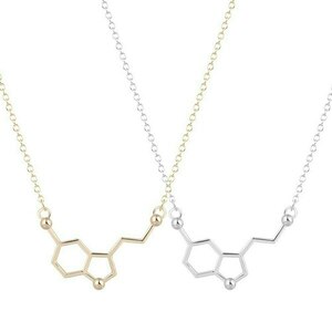 Κολιέ σεροτονίνη, η ορμόνη της ευτυχίας (SOLD OUT - ASK FOR MORE) - charms, επιχρυσωμένα, χαλκός, επάργυρα, μακριά