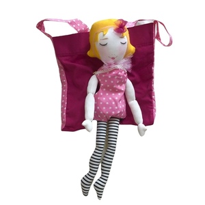 Κούκλα Πάνινη 57cm ύψος,με τσάντα χιαστή 35χ35εκατ.,σε καμβά φούξια - δώρο, τσάντα, δώρα γενεθλίων, τσαντάκια - 2