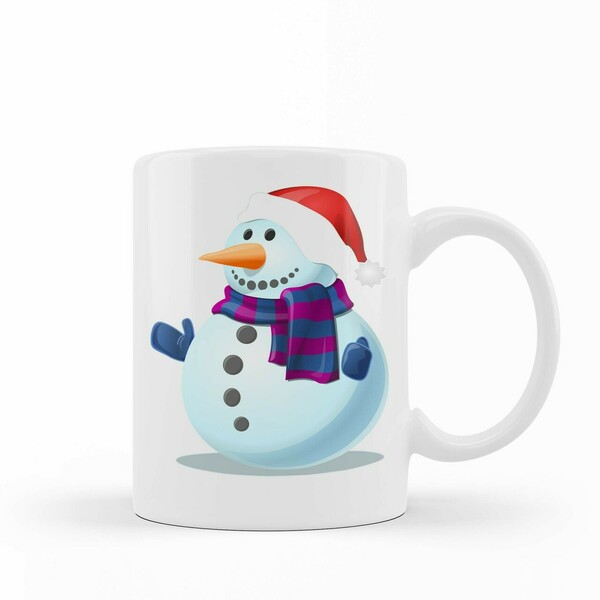 Χριστουγεννιάτικη κούπα - Mug Λευκή "Χιονάθρωπος" 11oz - 300ml - πορσελάνη, χριστουγεννιάτικα δώρα, κούπες & φλυτζάνια, κούπες με ονόματα, προσωποποιημένα