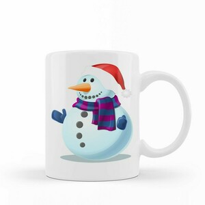 Χριστουγεννιάτικη κούπα - Mug Λευκή "Χιονάθρωπος" 11oz - 300ml - κούπες & φλυτζάνια, χριστουγεννιάτικα δώρα, προσωποποιημένα, κούπες με ονόματα