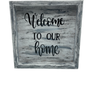 Ξυλινο καδρακι WELCOME TO OUR HOME διασ. 19,5x19,5 εκ. - πίνακες & κάδρα