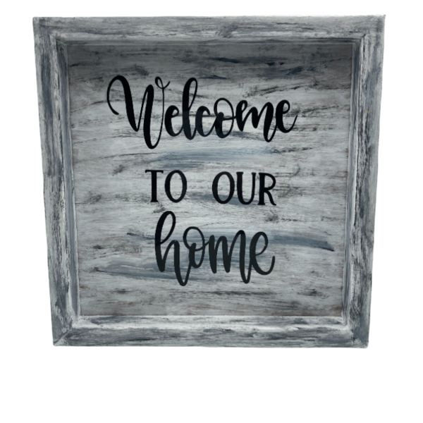 Ξυλινο καδρακι WELCOME TO OUR HOME διασ. 19,5x19,5 εκ. - πίνακες & κάδρα - 2
