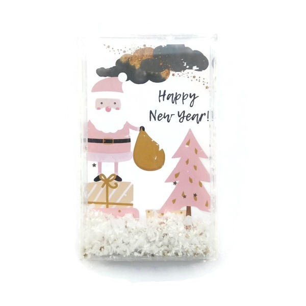 Ευχετήρια Κάρτα σε Plexi Glass Κουτί με Άγιο Βασίλη 11x17.5Yεκ Χριστουγεννιάτικη Κάρτα Ροζ - plexi glass, χιονονιφάδα, άγιος βασίλης, ευχετήριες κάρτες, δέντρο