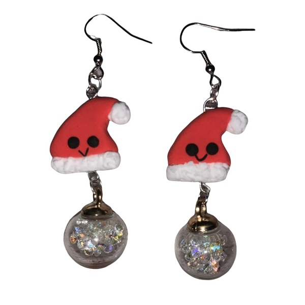 Χριστουγεννιάτικα σκουλαρίκια με πολυμερικό πηλό - πηλός, μικρά, κρεμαστά, γάντζος