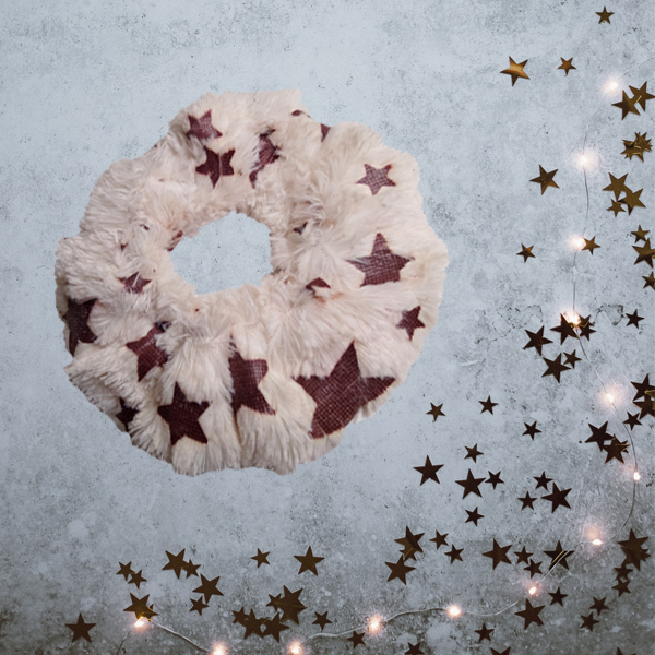 Fluffy stars scrunchies σετ 2 - χριστουγεννιάτικα δώρα, μαμά και κόρη, λαστιχάκια μαλλιών - 2