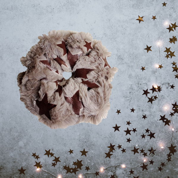 Fluffy stars scrunchies σετ 2 - χριστουγεννιάτικα δώρα, μαμά και κόρη, λαστιχάκια μαλλιών - 4