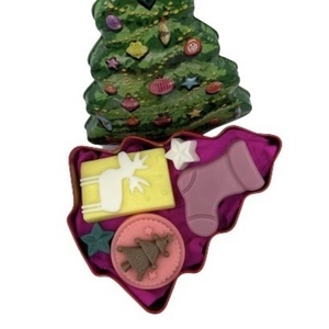 Χριστουγεννιάτικο κουτί με αρωματικά σαπουνάκια. - μέταλλο, νονά, δασκάλα, σετ δώρου, δέντρο
