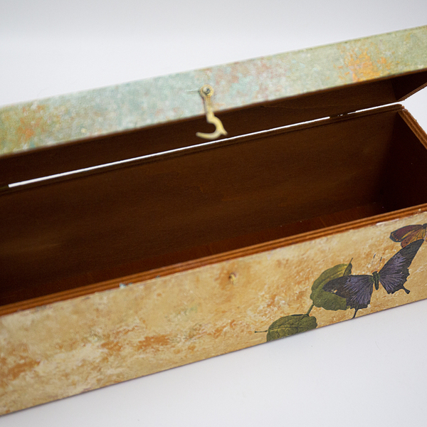 Ξύλινο κουτί για κρασιά ζωγραφισμένο στο χέρι - ξύλο, οργάνωση & αποθήκευση, πεταλούδες - 2