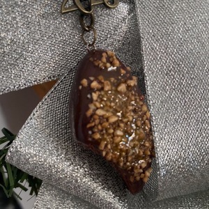 Χρισοτουγεννιάτικο Μπρελόκ μελομακάρονο και επικάλυψη σοκολάτα από πηλό - γούρι, πηλός, χριστουγεννιάτικα δώρα, σπιτιού, μπρελοκ κλειδιών - 2