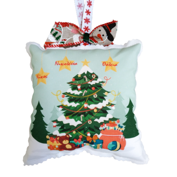 Οικογένεια - Προσωποποιημένο χριστουγεννιάτικο στολίδι υφασμάτινο 13*13 εκατοστά - ύφασμα, στολίδια, δέντρο, προσωποποιημένα