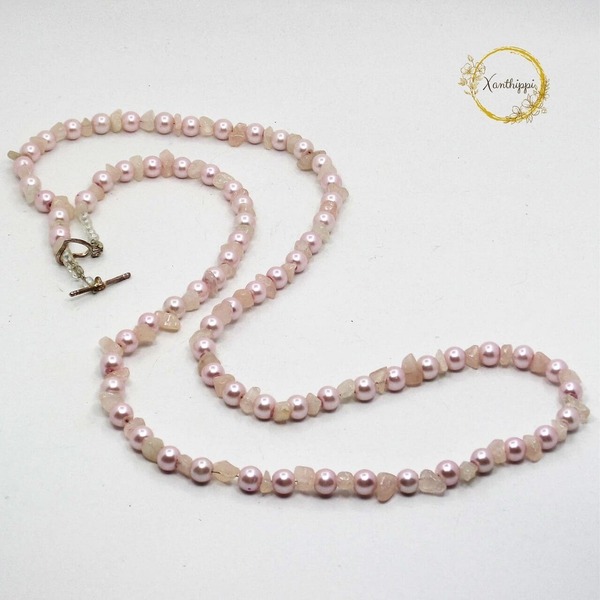 "Princess" - Κολιέ μακρύ ροζάριο με πέρλες, ημιπολύτιμες πέτρες και γυάλινες χάντρες - ημιπολύτιμες πέτρες, χάντρες, μακριά, ροζάριο, πέρλες - 3