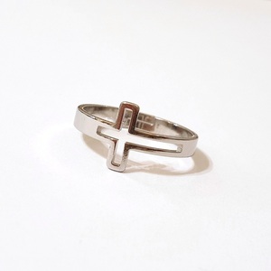Γυναικείο δαχτυλίδι σταυρός ανοιγόμενο από ατσάλι σε ασημί - γυναικεία, σταυρός, ατσάλι, μεγάλα, αυξομειούμενα - 2