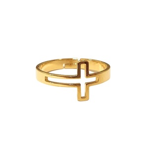 Γυναικείο δαχτυλίδι σταυρός ανοιγόμενο από ατσάλι χρυσό επιχρύσωμα - γυναικεία, επιχρυσωμένα, σταυρός, ατσάλι, αυξομειούμενα