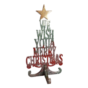 Διακοσμητικό Χριστουγεννιάτικο δέντρο γκλίτερ κόκκινο-πράσινο, από υγρό γυαλί, 18*10 εκ - γυαλί, διακοσμητικά, χριστουγεννιάτικα δώρα, δέντρο