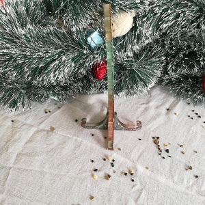 Διακοσμητικό Χριστουγεννιάτικο δέντρο γκλίτερ κόκκινο-πράσινο, από υγρό γυαλί, 18*10 εκ - γυαλί, διακοσμητικά, χριστουγεννιάτικα δώρα, δέντρο - 4