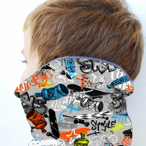 Neck warmer / παιδικός λαιμός GRAFFITI ogranic - αγόρι, αγορίστικο, λαιμοί - 2