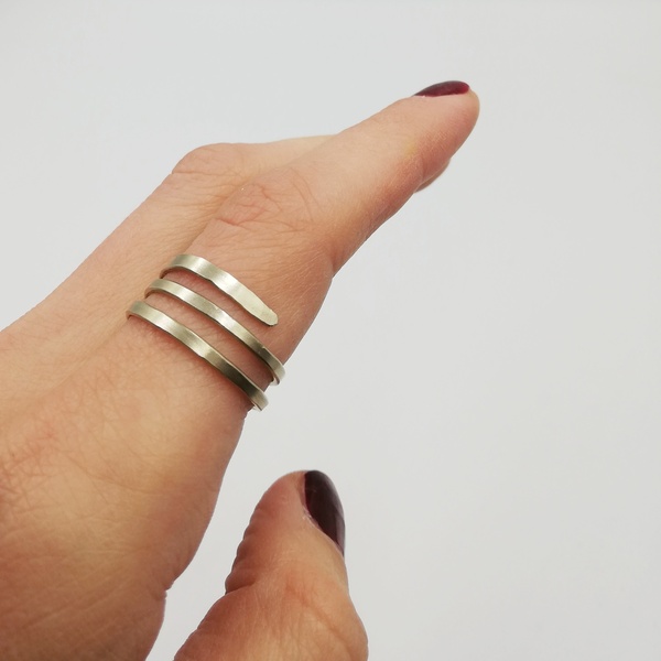 Τρισειρο δαχτυλίδι από αλπακά - αλπακάς, βεράκια, boho, αυξομειούμενα, φθηνά - 3