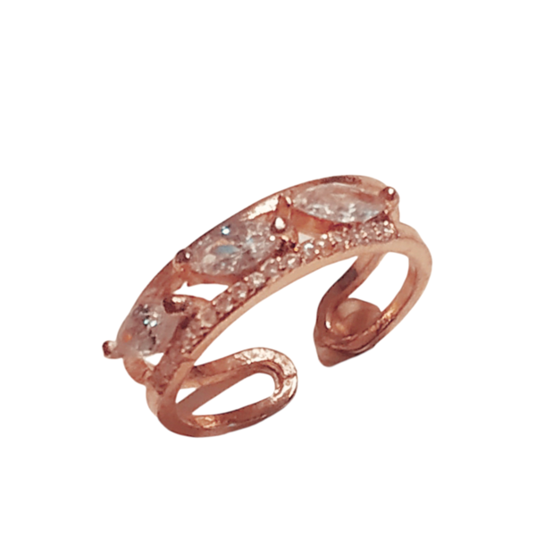Δαχτυλίδι ατσάλινο σε ροζ χρυσό με ζιργκόν - γεωμετρικά σχέδια, ατσάλι, αυξομειούμενα, φθηνά