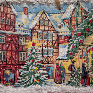 Ξύλινο χριστουγεννιάτικο διακοσμητικό κάδρο χιονισμένη πόλη - 36 x 17εκ. - ξύλο, πίνακες & κάδρα, ντεκουπάζ, χριστουγεννιάτικο, διακοσμητικά - 4
