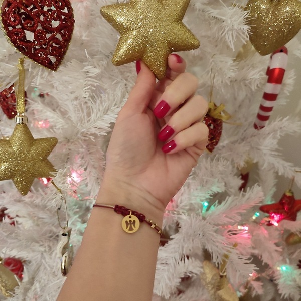 Ατσάλινο βραχιόλι γουράκι χριστουγεννιάτικο, σε σχήμα αγγέλου . Lucky charm christmas bracelet angel. - ατσάλι, χριστουγεννιάτικα δώρα, χεριού - 2