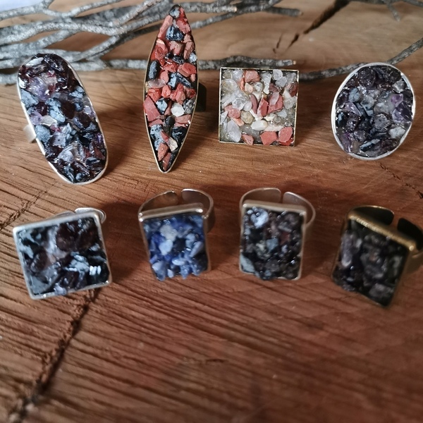 Δαχτυλίδι με ημιπολύτιμους λίθους ~1,3x1,8εκ. - ημιπολύτιμες πέτρες, vintage, αλπακάς, αυξομειούμενα, φθηνά - 3