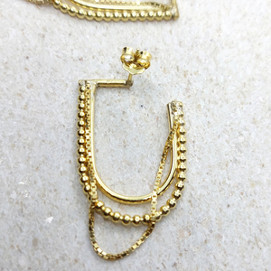 Σκουλαρίκια Ellipse-Gold (ασήμι 925, επιχρυσωμένα) - ασήμι, επιχρυσωμένα, κρεμαστά, μεγάλα, πολυέλαιοι - 5