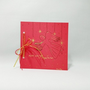 Χριστουγεννιάτικη χειροποίητη κάρτα "Χριστουγεννιάτικος άγγελος" - χριστουγεννιάτικα δώρα, γενική χρήση, ευχετήριες κάρτες