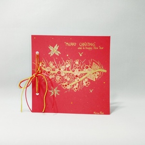 Χριστουγεννιάτικη χειροποίητη κάρτα "Χριστουγεννιάτικο κλαδί" - χριστουγεννιάτικα δώρα, γενική χρήση, ευχετήριες κάρτες