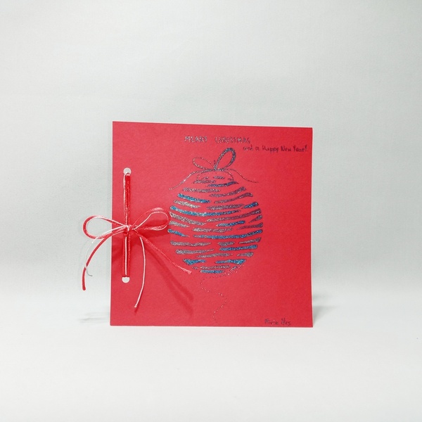 Χριστουγεννιάτικη χειροποίητη κάρτα "Χριστουγεννιάτικο στολίδι" - χριστουγεννιάτικα δώρα, γενική χρήση, ευχετήριες κάρτες