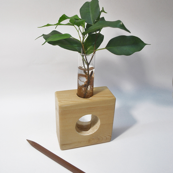 Propagation Station "Ōvase short" 9x9x4,5 cm - ξύλο, charms, χειροποίητα, κασπώ, minimal, διακοσμητικά, ξύλινα διακοσμητικά - 2