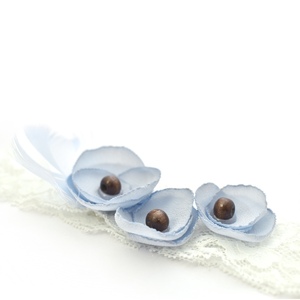 Μωρουδιακή κορδέλα με γαλάζια λουλουδάκια - charms, δώρο, βρεφικά, για παιδιά, αξεσουάρ μαλλιών - 2