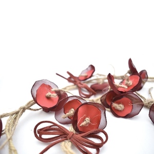 Μακρυ κολιέ με κόκκινα λουλούδια - ύφασμα, μακριά, λουλούδι, ιδεά για δώρο, δώρα για δασκάλες - 3