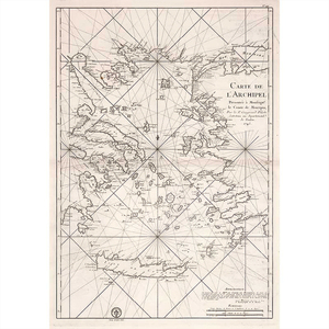 Ναυτικός χάρτης Αιγαίου αντίκα μέγεθος 100Χ70 cm - vintage, διακόσμηση, διακοσμητικά