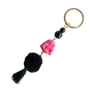 Μπρελόκ κλειδιών Βούδας χαμογελαστός ροζ χαολίτης ημιπολύτιμη πέτρα μήκος 13 εκ - ημιπολύτιμες πέτρες, χαολίτης, Βούδας, αυτοκινήτου, σπιτιού