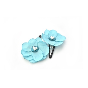 Hair clips με γαλάζιες μαργαρίτες - charms, δώρο, λουλούδια, αξεσουάρ μαλλιών, hair clips