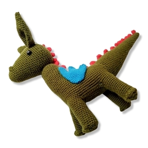 Πλεκτή κούκλα Δράκος amigurumi 33 εκ. Πράσινος - δώρα για παιδιά, δώρα για αγόρια, δωμάτιο παιδιών - 3