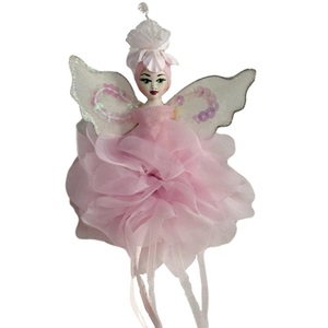 Διακοσμητική χειροποίητη Κούκλα "ξωτικάκι" ροζ παστέλ από γύψο και οργάντζα, ύψος περ. 30εκ - κορίτσι, κουκλίτσα, κρεμαστά, διακοσμητικά
