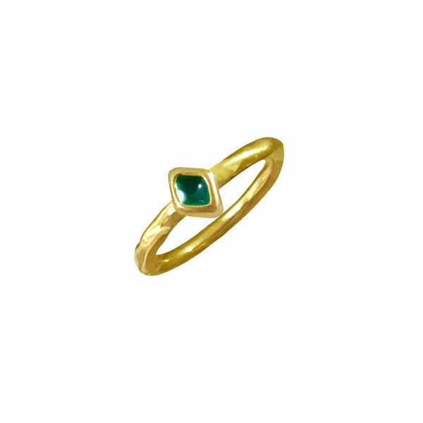 Δαχτυλίδι Σεβαλιέ Επιχρυσωμένο με Ρόμβο και Σκούρο Πράσινο Σμάλτο | DADI5190 - επιχρυσωμένα, ορείχαλκος, βεράκια, σταθερά, φθηνά