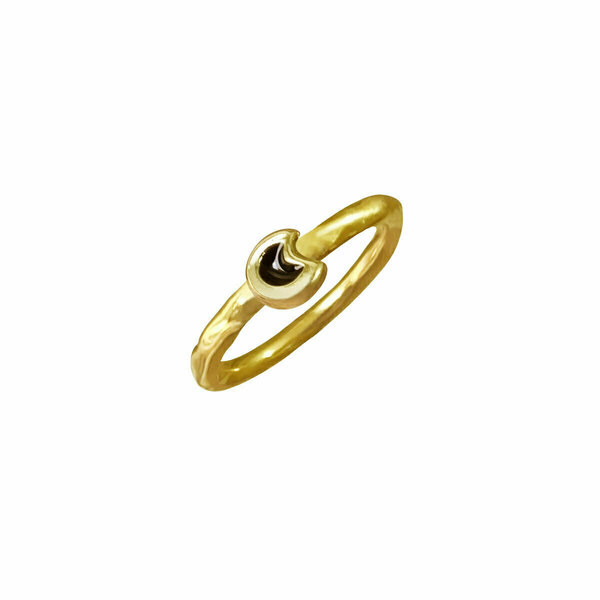 Δαχτυλίδι Σεβαλιέ Επιχρυσωμένο με Φεγγάρι και Μαύρο Σμάλτο | DADI5160 - επιχρυσωμένα, ορείχαλκος, βεράκια, σταθερά, φθηνά