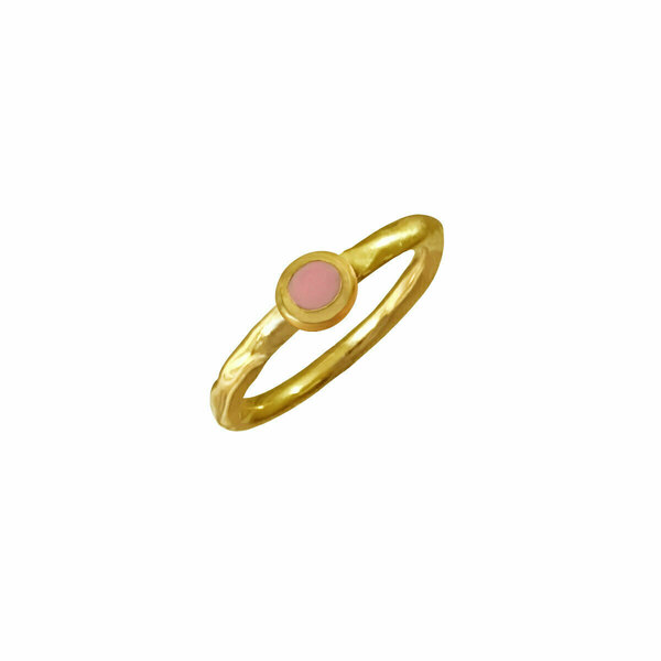 Δαχτυλίδι Σεβαλιέ Επιχρυσωμένο με Κύκλο και Ρόζ Σμάλτο | DADI5070 - επιχρυσωμένα, ορείχαλκος, βεράκια, σταθερά, φθηνά
