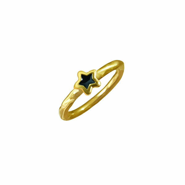 Δαχτυλίδι Σεβαλιέ Επιχρυσωμένο με Αστέρι και Μαύρο Σμάλτο | DADI5050 - επιχρυσωμένα, ορείχαλκος, βεράκια, σταθερά, φθηνά