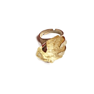δαχτυλίδι χρυσό αυξομειούμενο με κίτρινη ακανόνιστη πέτρα - επιχρυσωμένα, χαλκός, γεωμετρικά σχέδια, αυξομειούμενα, φθηνά