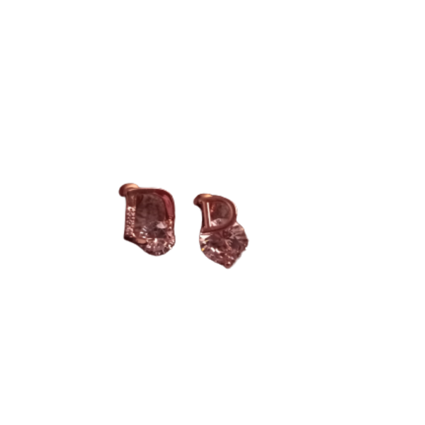 Επιχρυσωμενα σκουλαρικια "D" απο ορειχαλκο με ζιργκον 1cm - επιχρυσωμένα, ορείχαλκος, swarovski, καρφωτά, μικρά, καρφάκι